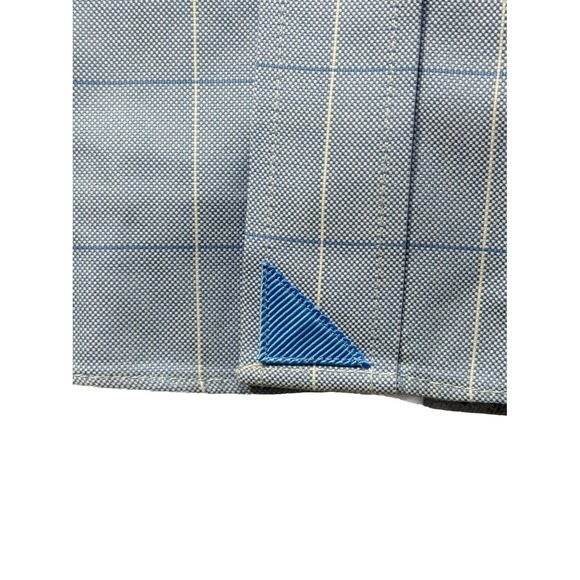 UNTUCKit Mens Large Blue White Plaid Blakeslee WF Slim Fit Long Sleeve Button Up - Picture 5 of 12